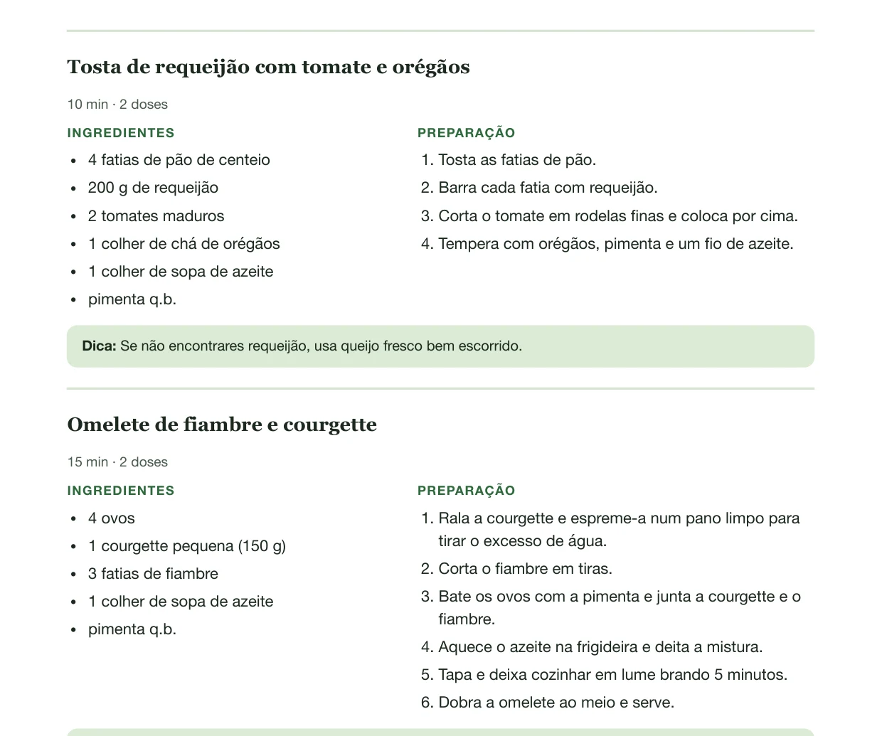 Página do livro Prato Leve com uma receita
